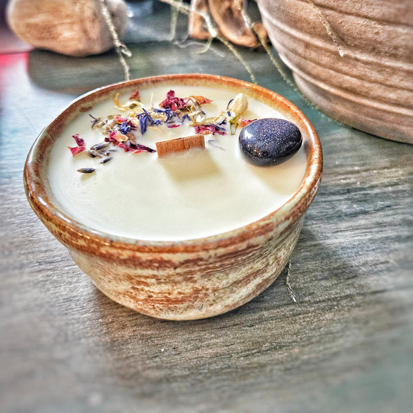 4.5 oz. Enlightened Candle in a Ceramic vessel ~ Satsuma, Vanilla & Ylang Ylang