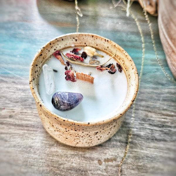 4 oz. Athena Candle in a Ceramic Vessel ~ Nectarine, Pomegranate, Clove, Cardamom, Black Pepper, Amber & Warm Woods