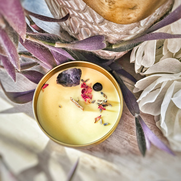 Aura-Crystal-Infused-Soy-Handmade-Candle-amethyst-Crystal-Calgary-Canada-Citrus-Lavender-Juniper-Berry
