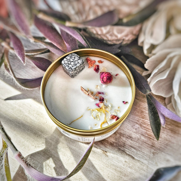 Queen-Bee-Crystal-Infused-Soy-Handmade-Candle-Snowflake-Obsidian-Calgary