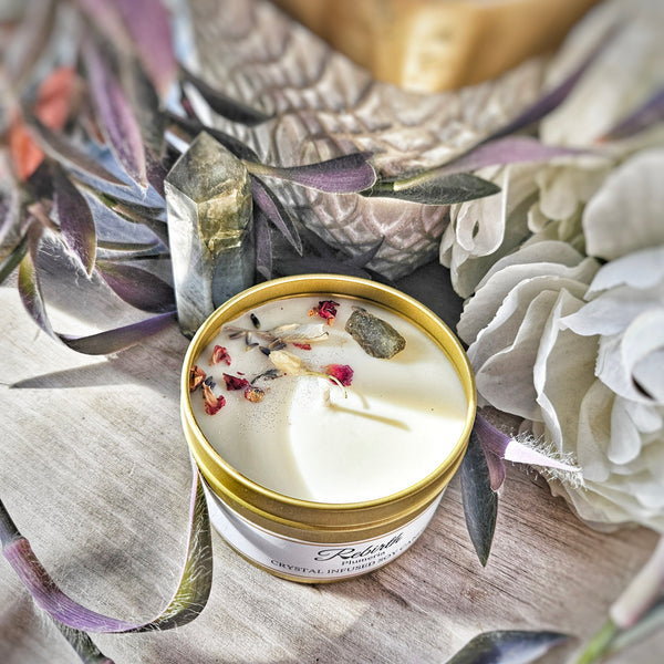 Rebirth-Crystal-Infused-Soy-Handmade-Candle-Labradorite-Crystal-Calgary-Canada-Plumeria