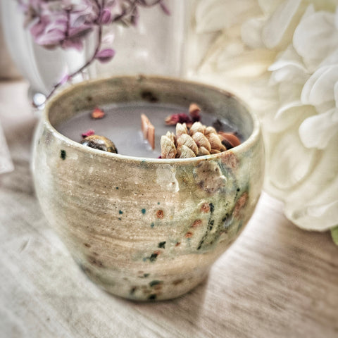 Woodland Soy Candle in Ceramic Vessel ~ Sandalwood, Vanilla & Clove