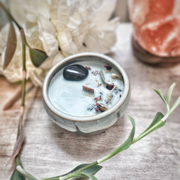 8 oz. Smudge Candle in a Ceramic Vessel ~ Sage, Lavender, Vetiver & Citrus