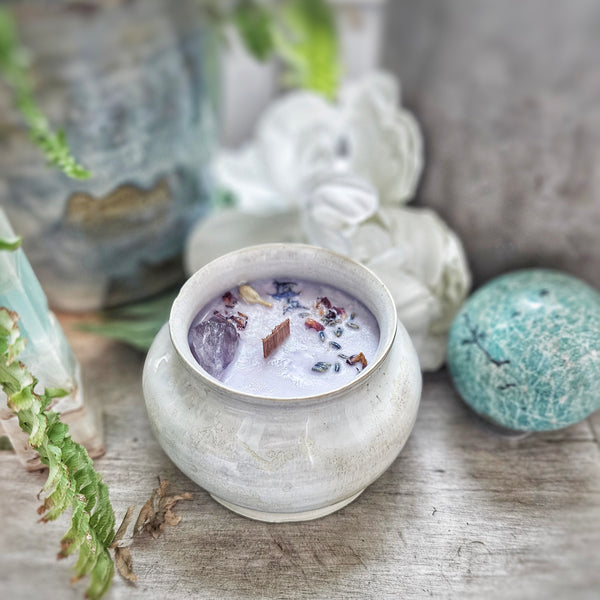 9 oz. Sugarplum Fairy Candle in a Ceramic Vessel ~ Plum, Fig, Apricot & Sugared Lemon