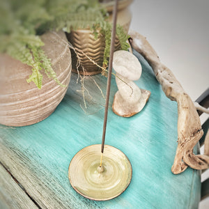 Handcrafted incense holder - home decor - Calgary-made artisanal pottery by Heart of Gold Apothecary featuring unique design elements and natural glazes