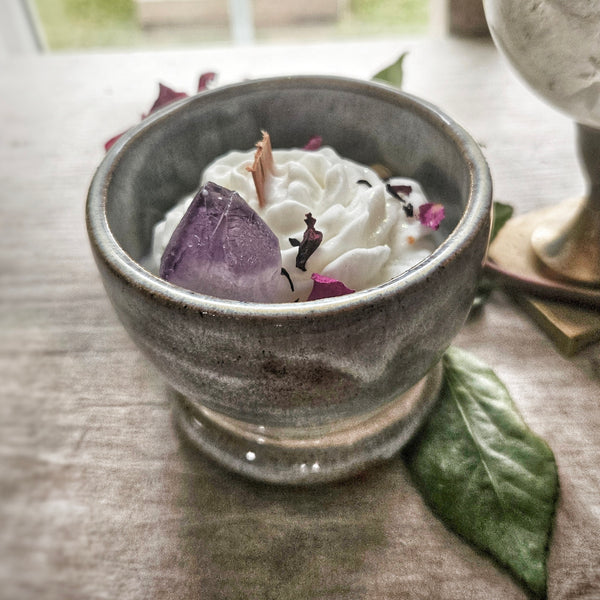 7 oz. Aurora Candle in a Ceramic Vessel ~ Plum, Moscato & Autumn Leaves