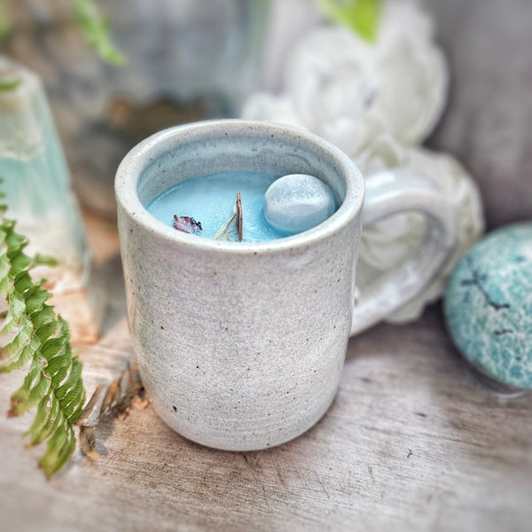 10 oz. Snow Crystals Candle in a Ceramic Mug Vessel ~ Peppermint, Spearmint & Lime