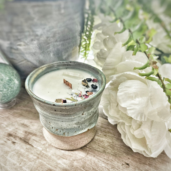 8 oz. Black Sea Candle in Ceramic Vessel ~ Black Salt & Cypress