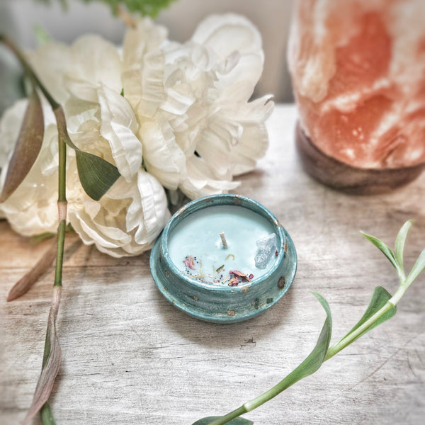 2 oz. Fairy Meadow Candle in a Ceramic Vessel ~ Green Tea & Lemongrass