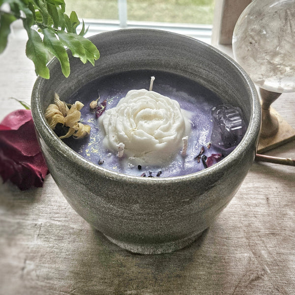 25 oz. Aurora Candle in a Ceramic Vessel ~ Plum, Moscato & Autumn Leaves