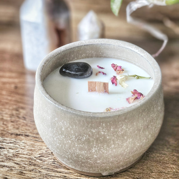 8 oz. Cashmere Candle in a Ceramic Vessel ~  Cocoa Butter, Sandalwood, Amber, Coconut, Tonka & Musk