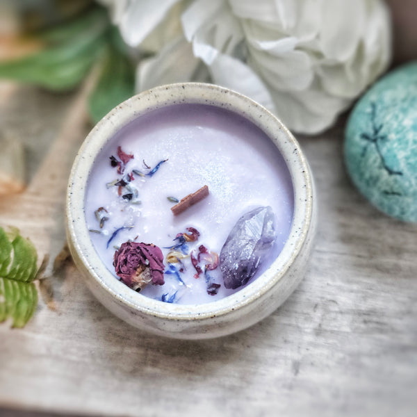 8 oz. Sugarplum Fairy Candle in a Ceramic Vessel ~ Plum, Fig, Apricot & Sugared Lemon