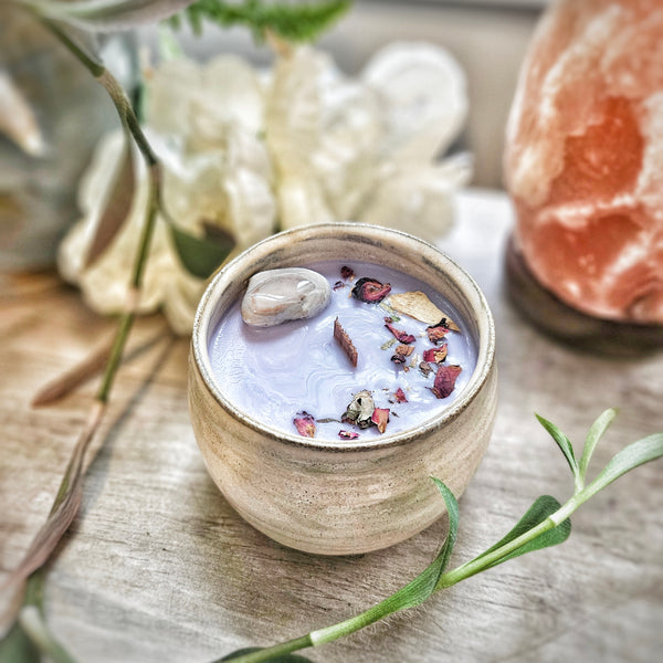 13 oz. Blessings Candle in Ceramic Vessel ~ Lavender Apricot